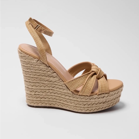 Tasha Tan Woven Raffia Platform Wedge Sandals – Size 8 – Excellent Condition - Picture 1 of 9
